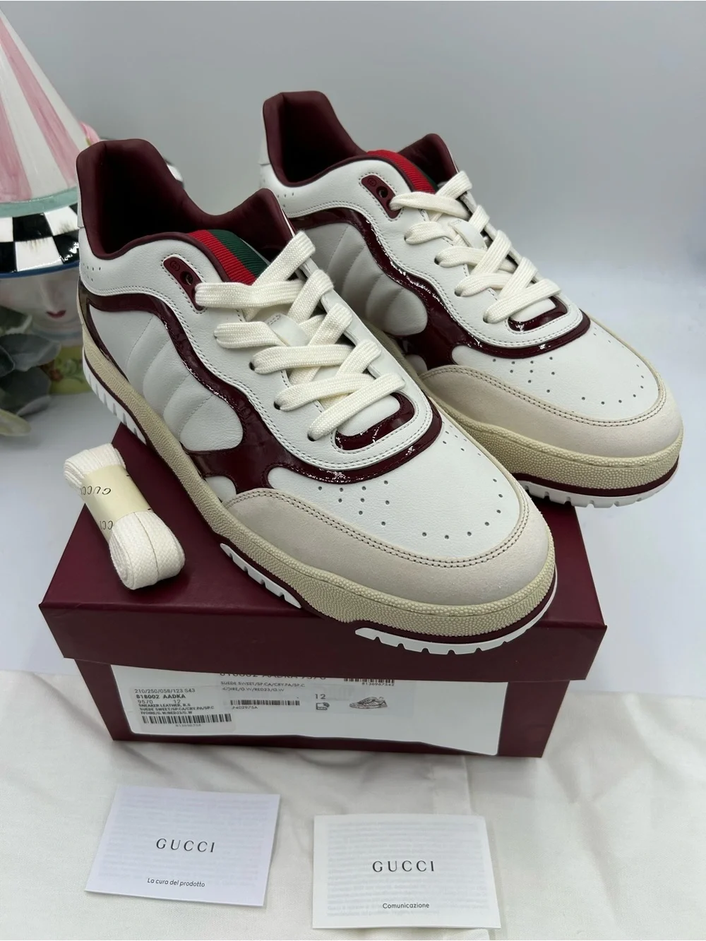 Men's Gucci re web leather sneakers size 12 fits 12.5 US made in Italy